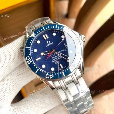 Fake Omega Watches Seamaster James Bond 007 Blue Dial Stainless Steel Watches